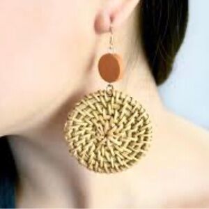 Round rattan earrings